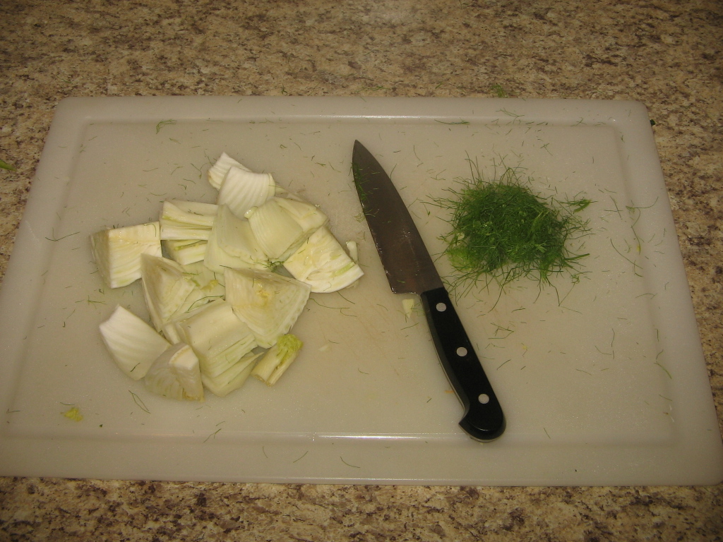 chopped fennel bulb and fronds